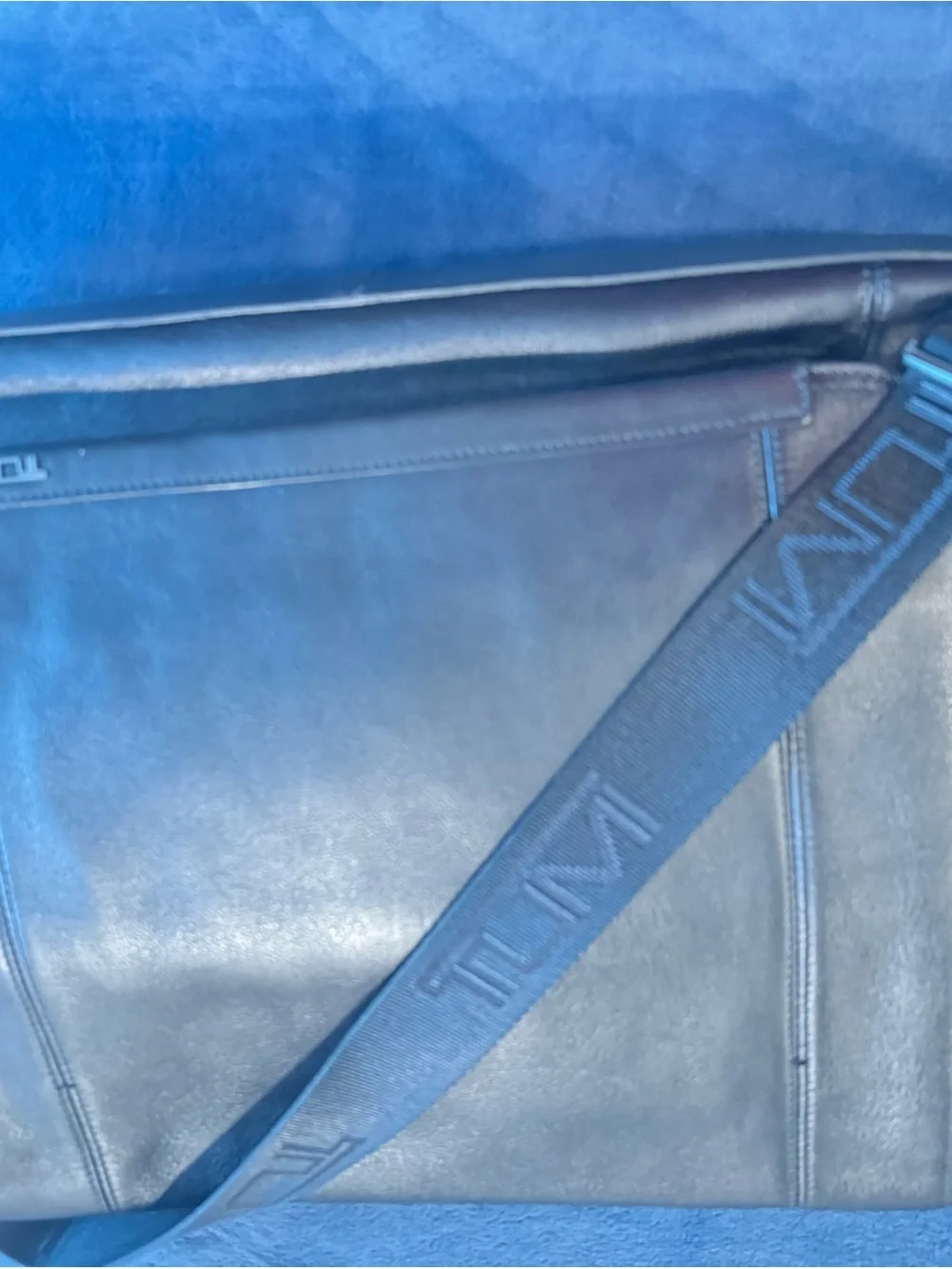 TUMI Black Leather Messenger Bag